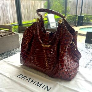 BRAHMIN ELISA SHOULDER
HANDBAG PECAN MELBOURNE GENUINE LEATHER PURSE BAG
